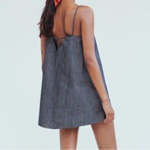 Zara New w/o Tags Denim Strappy 100% Cotton Mini Dress, Size M